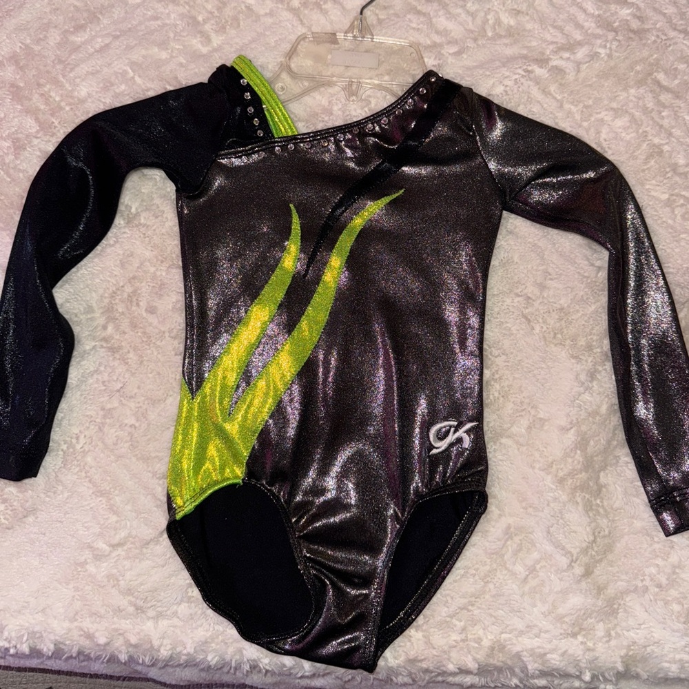 Metallic Black and Neon Green Leotard